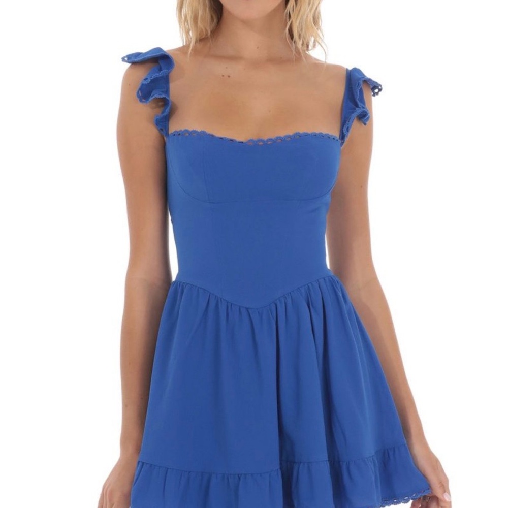 Lucy in the Sky Royal Blue Ruffle Mini Dress